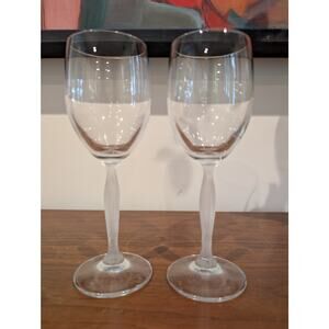Set of 2 Vintage Mikasa “Ballet” Crystal Wine Glasses Goblets - Elegant Stemware
